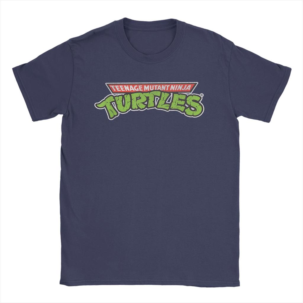 Vintage Ninja Turtles Retro Logo TShirts Men Round Neck Pure Cotton T Shirts Short Sleeve Tee Shirt Birthday Present Clothing