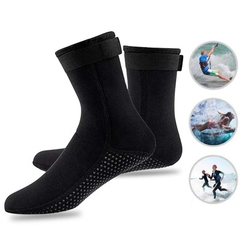 1pair Non-slip Black Diving Socks Long Tube Diving Surfing Boots Wetsuit Shoes  Snorkeling