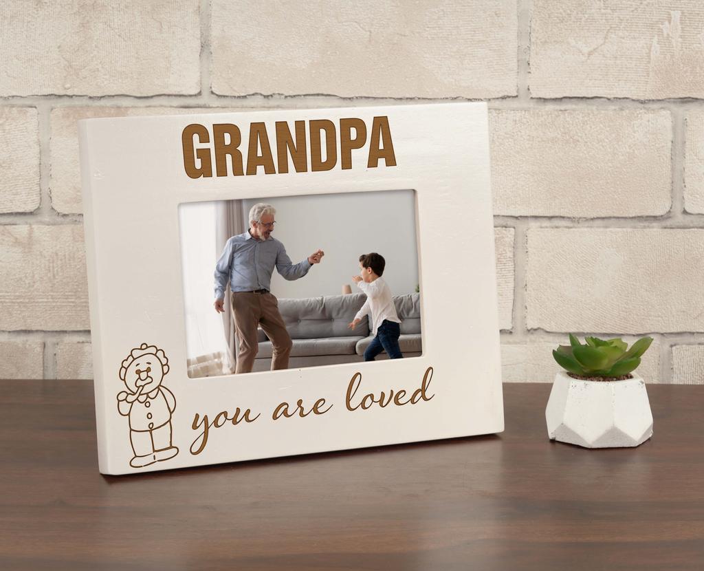 Darling Souvenir MADE WITH LOVE Engraved Table Top Photo Frame Wooden Grandpa You Are Love Quotes White Picture Frame