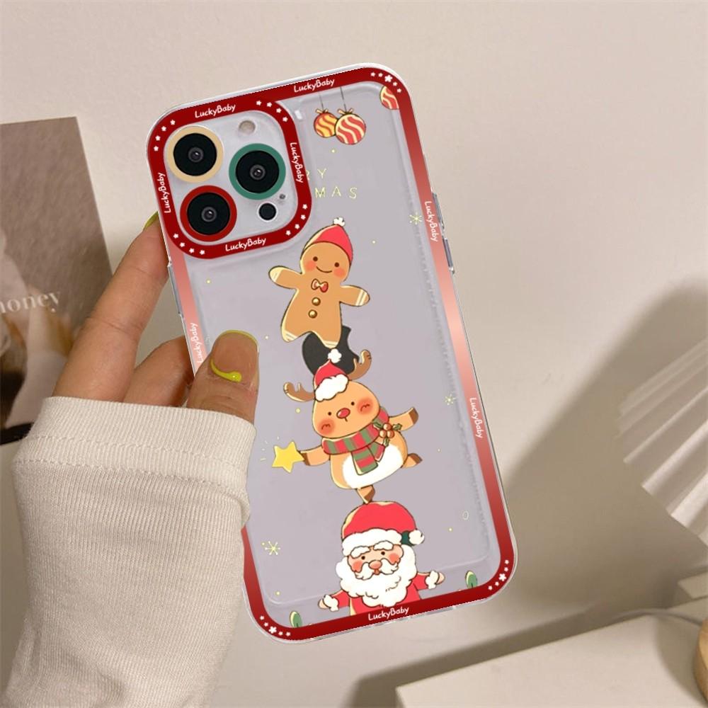 Christmas Cartoon New Year Gift Phone Case For iPhone 16 15 14 13 12 11 Pro Max XS X XR Mini Protective Cover