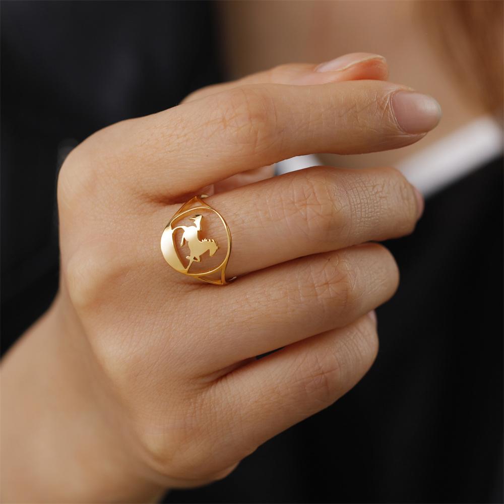 My Shape Horse Rings for Women Girls Running Horse Finger Rings Stainless Steel Lucky Fashion Jewelry Gifts for Horse Lovers