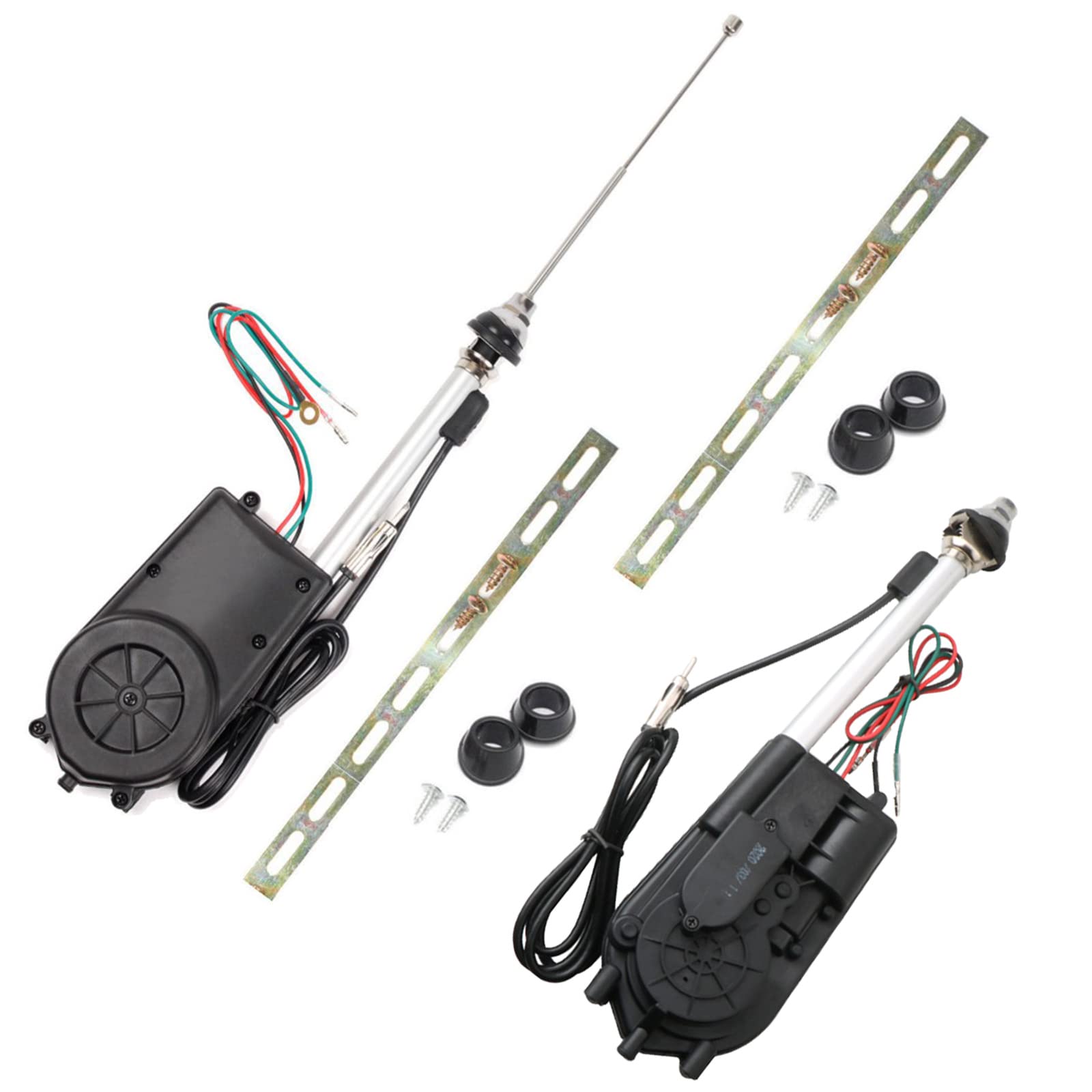 

Meliore Universal Car Radio Electric Automatic Antenna Replacement Kit for and Japanese Includes 2 Aftermarket Antennas FM/AM Set, 12V, Customizable, чёрный