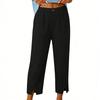 Dames Zomer Hoge Taille Rechte Pijp Broek Met Split Onderkant En Geknoopte Casual Broek