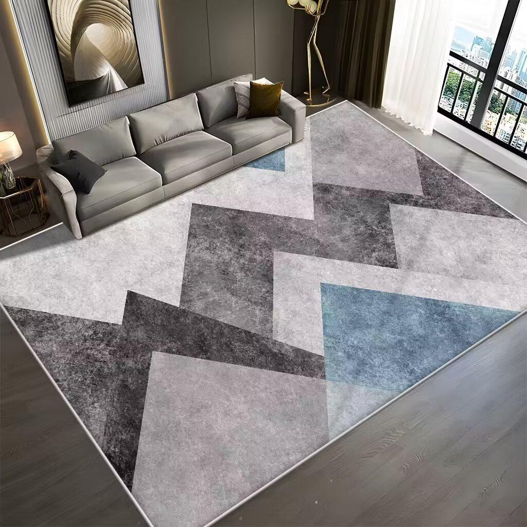 Light Luxury Geometric Living Room Carpet Modern Decoration Home Bedroom Sofa Non-slip Rug Office Coffee Table Washable Foot Mat