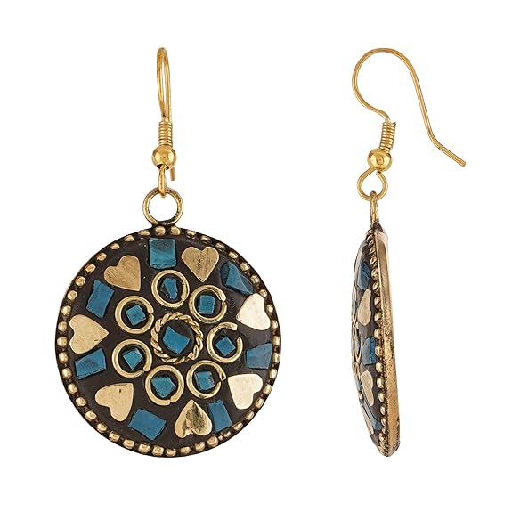 Non-precious Metal Dangling Handmade Lightweight Hook Tibetan Style Earrings for Women