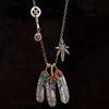 2026 Taijiao Chain Set Chain Takahashi Goro Style Turquoise Feather Necklace Women's and Men's Sweater Chain