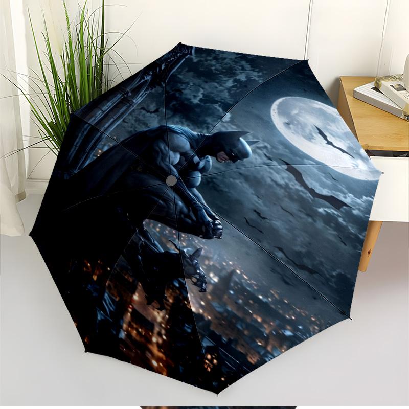 Batman Print Automatic Open Close Umbrella, Portable Foldable Umbrella, for Outdoor Commute Camping Trip, Ideal Birthday Gift