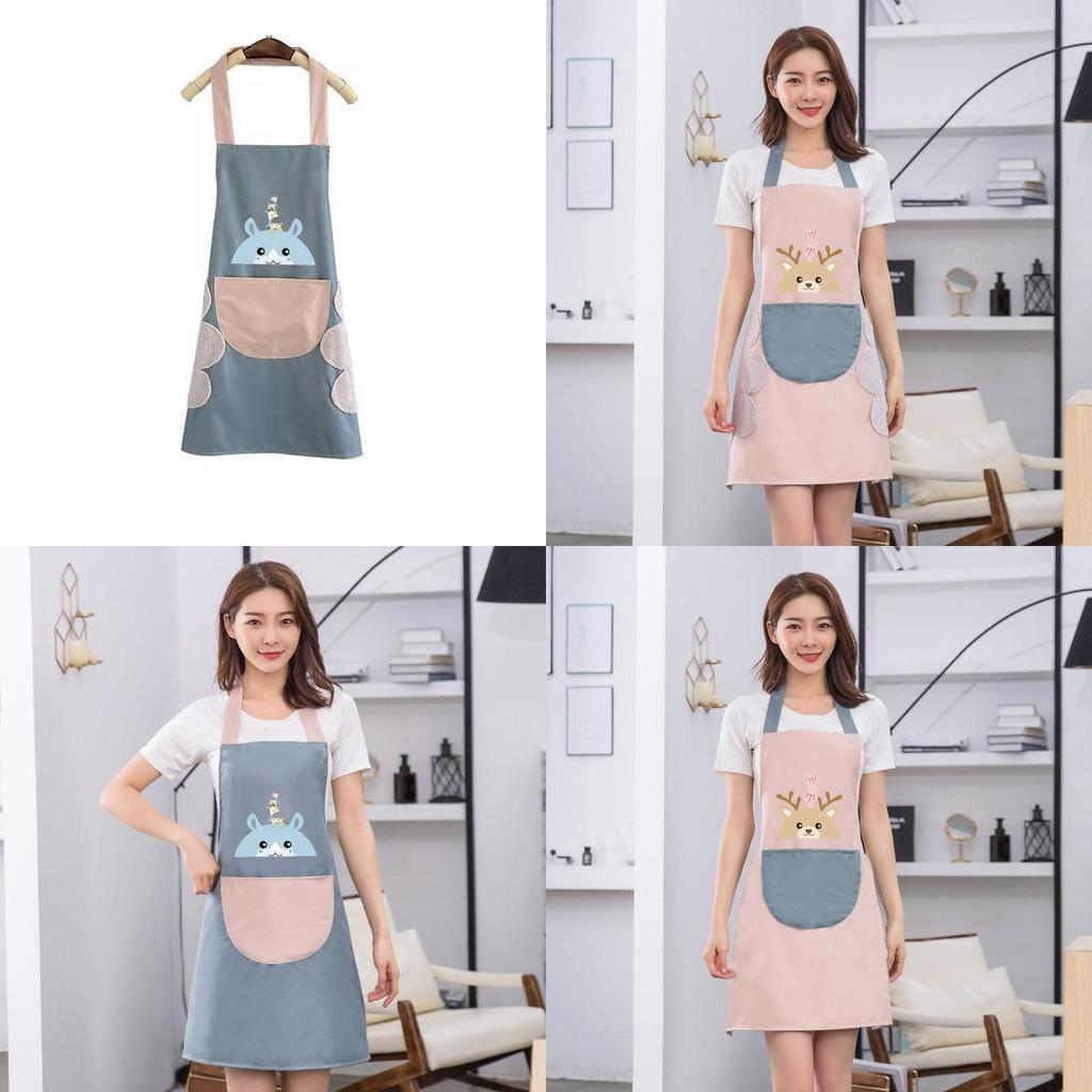 Cute Cartoon Deer Polyester Sleeveless Apron For Kitchen Cooking Home Gift For Teens
