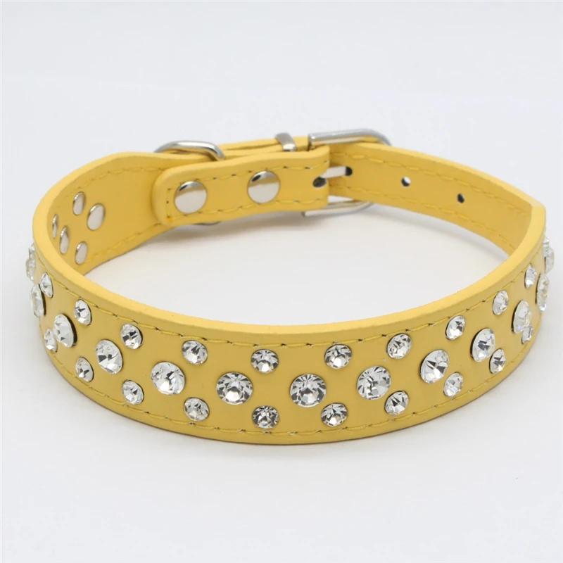 Adjustable Rhinestone Studded PU Leather Dog Collar for Small Medium Large Dogs Cats Anti-Bite Pet Neck Ring Pet Supplies