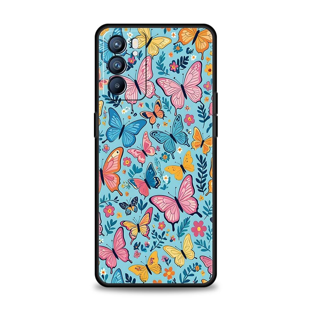 Butterfly Design Phone Case For Oppo Reno 13 12 11 10 7 F Find X5 X6 A98 A80 A79 A78 A57 A54 A31 A17 Pro 5G Soft TPU Cover Capas