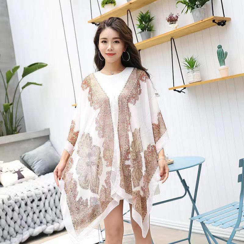 Women's Lightweight Sun Protection Shawl, Elegant Summer Silk Scarf for Travel, Beach, and Mother's Style