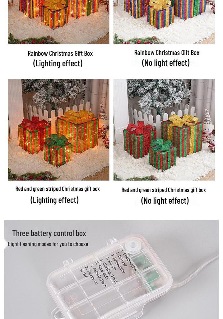 Cross-Border Christmas Luminous Gift Box Set: Outdoor Decorative Lights for Courtyard & Mall Display