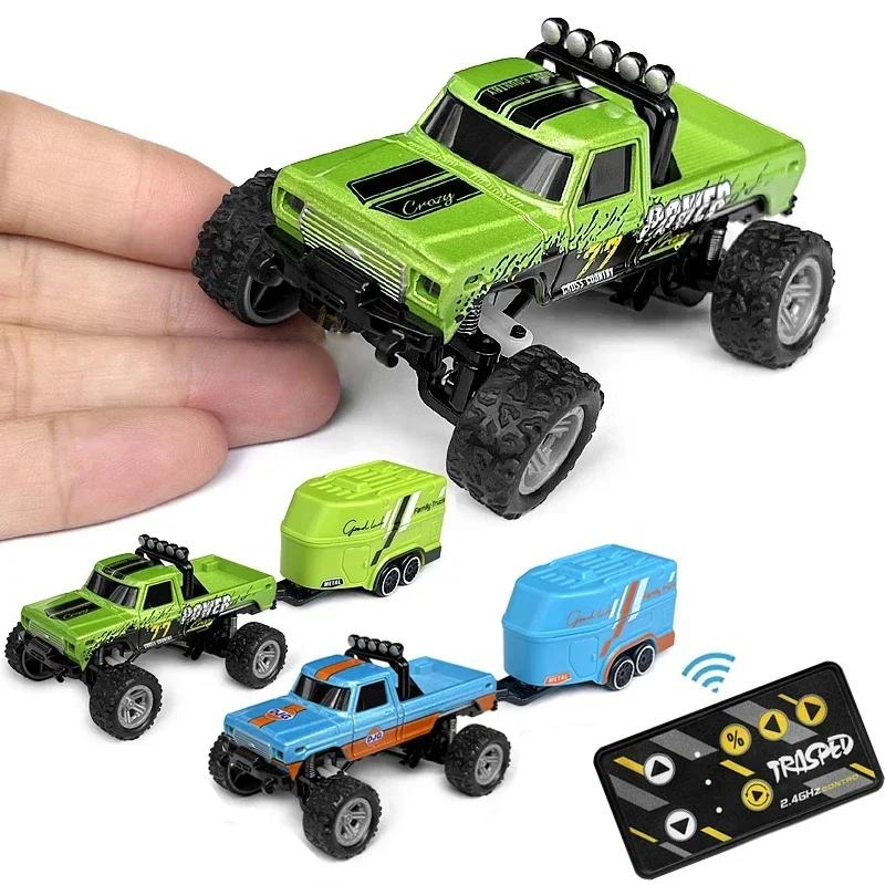 Rc Off-Road Monster Truck 1/64 Remote Control Mini Climbing Car, Alloy Material, 2.4G Remote Control Electric Off-Road Vehicle.