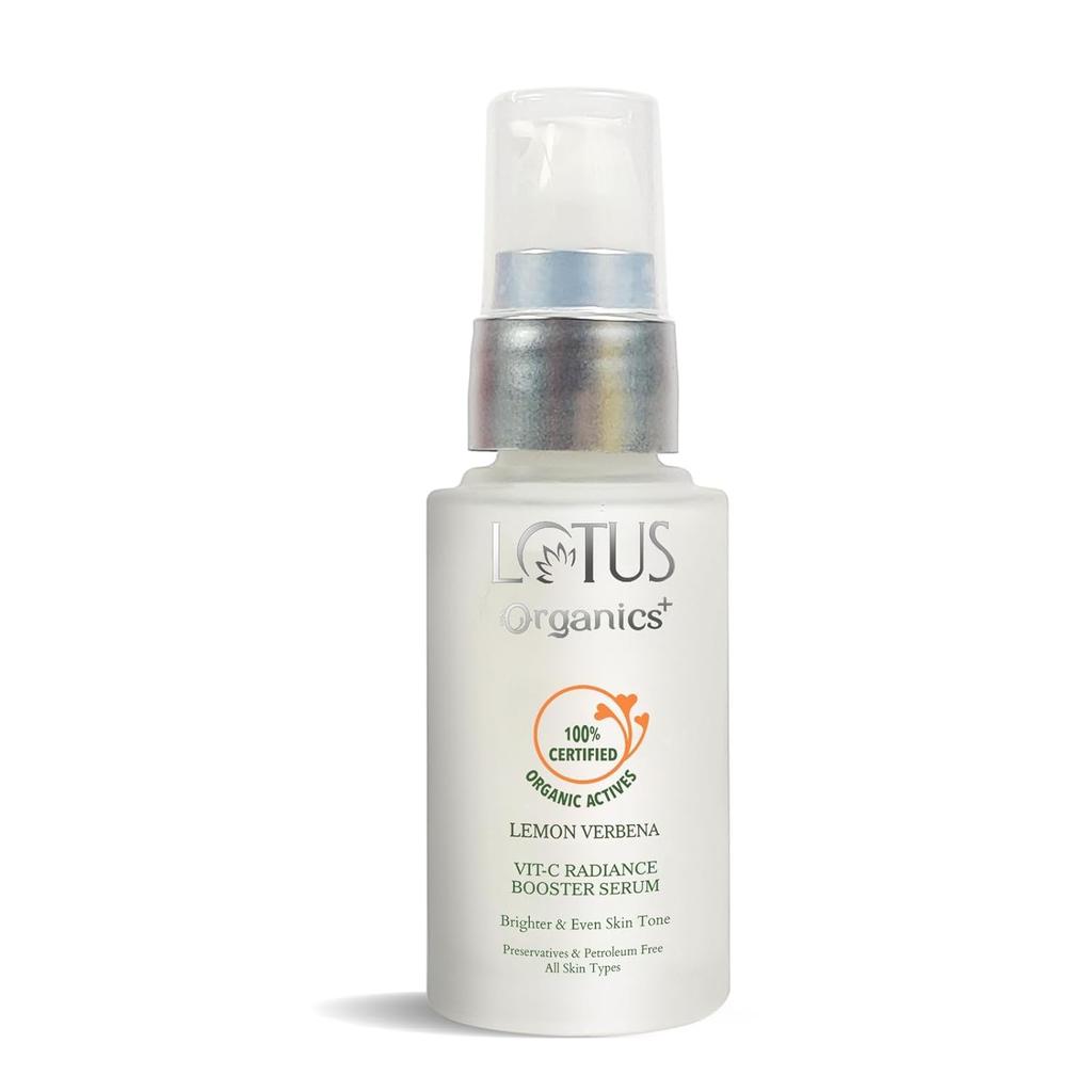 Lotus Organics+ Vitamin C Radiance Booster Face Serum| 100% Certified Organic Lemon Verbena | Brightens & Evens Skin Tone | For Dull & Dehydrated S