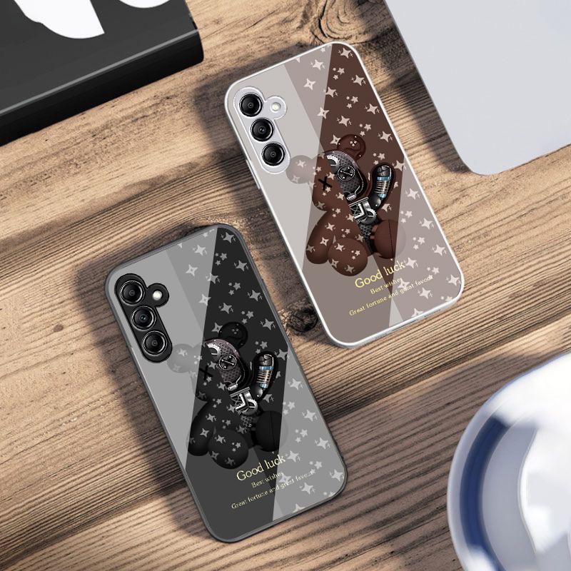 Brown Machine Bear For Samsung Galaxy A14 4G 20 30 52 20S 21S 22 A32 33 34 42 50 51 53 54 70 71 72 73 5G Glass Phone Case