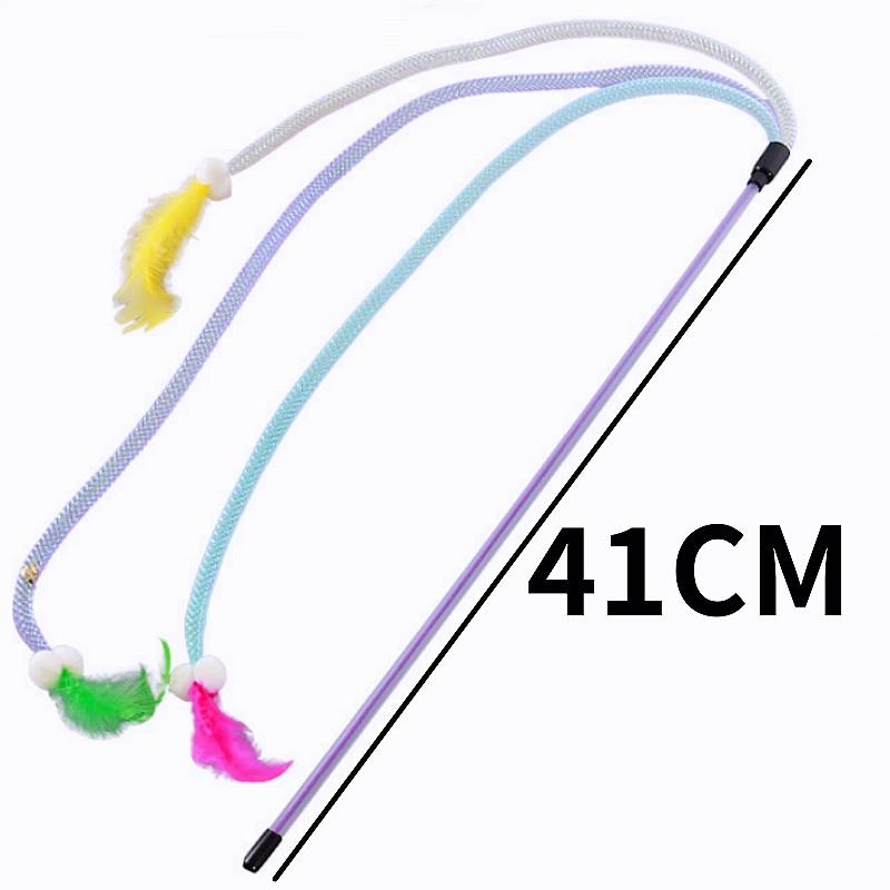 Cat Toy Feather Cats Sticks Elastic Mesh Cat Toys Interactive Funny Toy Cats Stick Teaser with Bell Wool Ball Toys Pet Products