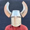 Medieval Horned Teutonic Knight Reenactment Great Helmet Medieval LARP, Cosplay, Costume , Display Best Gift for Love