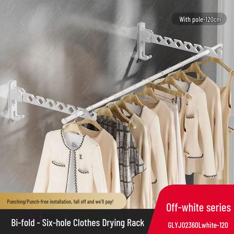 Wall-Mounted Telescopic Clothes Drying Rack - Punch-Free, Folding Design for Bathroom or Balcony