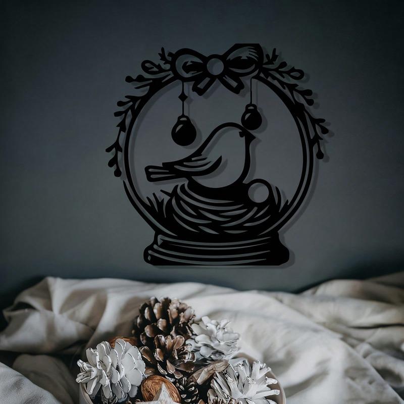 Powder Coated Iron Bird Wall Decor Sculpture for Living Room Christmas Gift