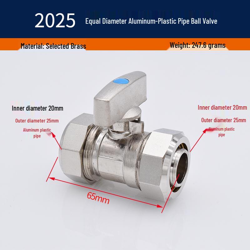 Solar Compression Ball Valve Switch with Aluminum-Plastic Pipe Fitting for Radiators 1/2" & 3/4" 2025 Model