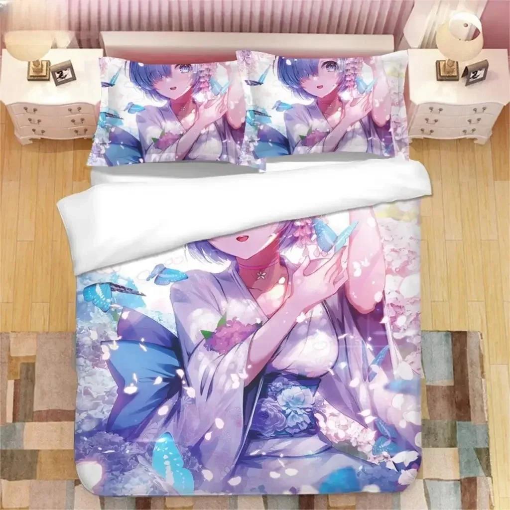 Anime Genshin Impact Animation Sängkläder Set Tryckt Sängset Med Örngott Sängpåslakan Mjukt Queen King Size Sängkläder Hem