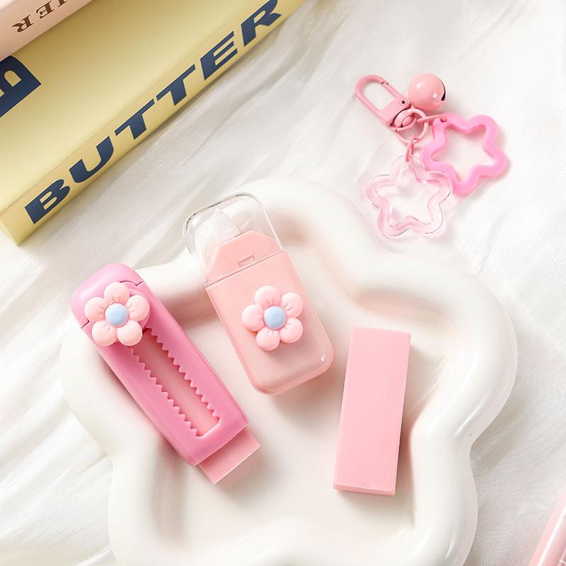 7Pcs/Set Flower Series Stationery Eraser Set Cute Student Gift Pack Learning Supplies Kit Practical Reward Small Gift for Kids Children