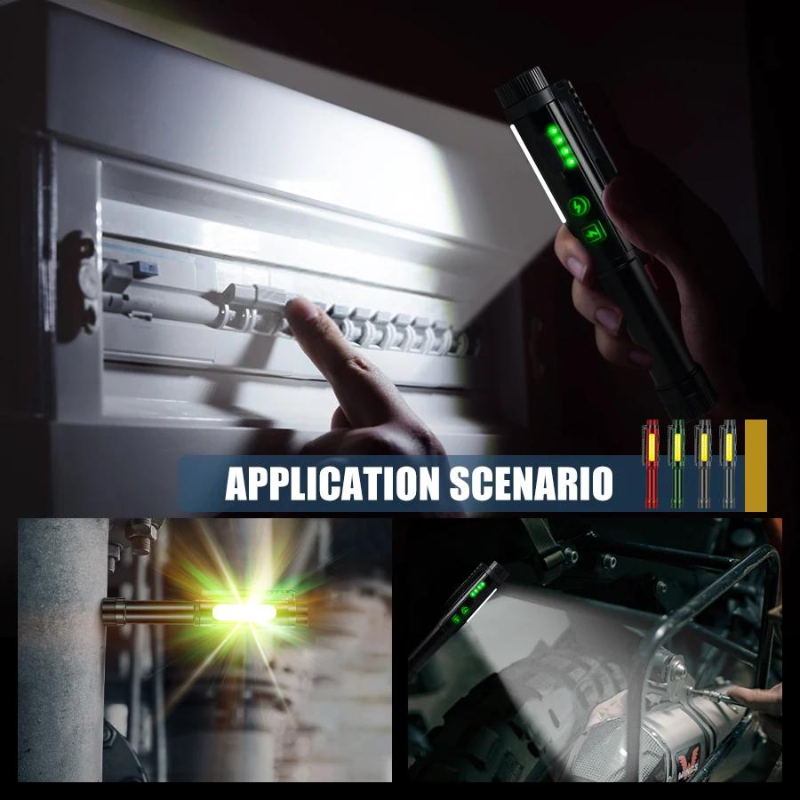 2000LM Multifunctional LED Pen Flashlight USB Rechargeable Super Bright Magnetic Work Light with Power Display Emergency Lantern