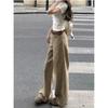 Wide Leg Denim Women's Small Summer K-style Ins High Waist Slim Looking Loose Khaki Casual Straight Trousers