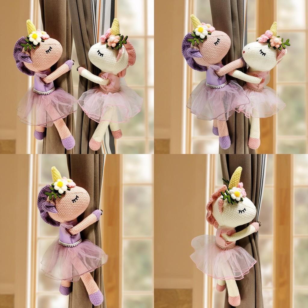 Flowers Unicorn Headwear Plush Curtain Straps For Bedroom Window Toys Decor