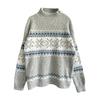 Winter Women Christmas Sweater Half-high Collar Color Matching Snowflake Pattern Long Sleeve Knitwear Thick