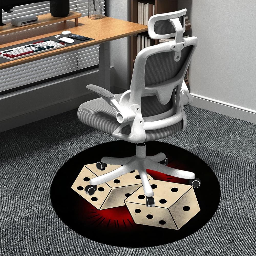 1pc Dice Game Office Round Area Rug, Indoor Mat Suitable ForOffice, Under Office Chairs Bedroom Living Room Home Decor, Room Decot211