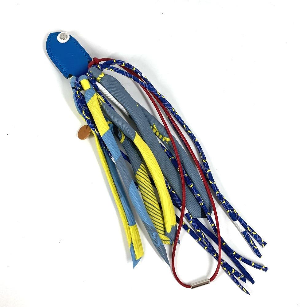 HERMES petit h Fishloo Key Holder Key Ring Bag Charm charm silk blue Unused