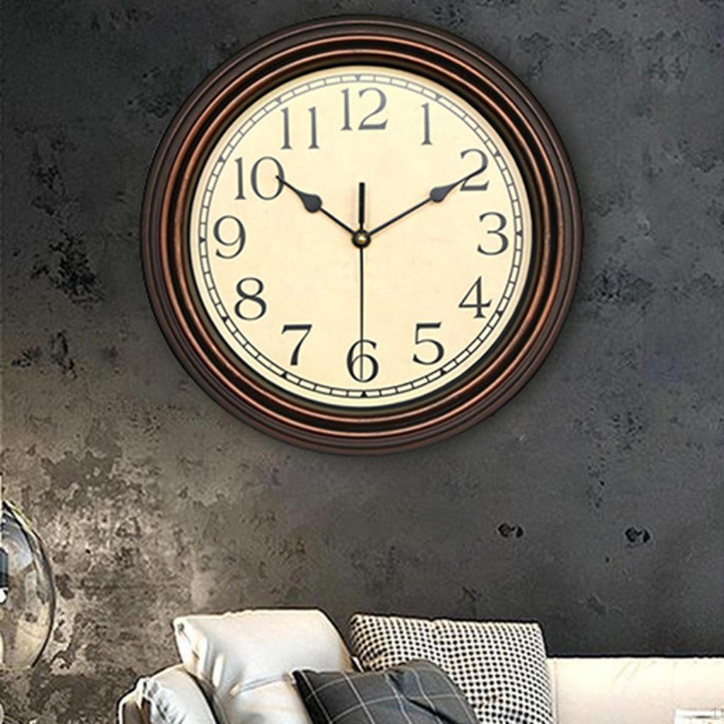 30cm Hanging Clocks Sweep Second Movement Round Wall Clock for Bathroom Decors Living Room