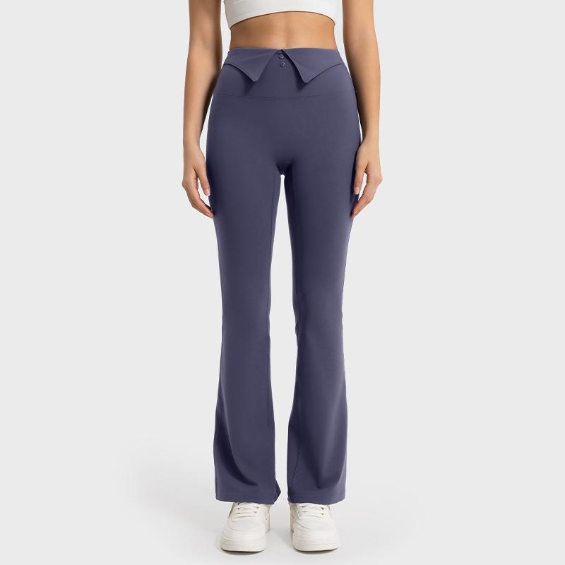 Autumn and winter new waist lapel flared pants velvet yoga pants warm high waist hip lift sports trousers