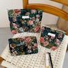Polyester Canvas Flower Clutch Bag Flower Pattern Large Capacity Cosmetic Storage Pouch Zipper Closure Portable