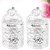 2 Pcs Bird Cage Candle Holder Vintage Exquisite Elegant Hollow Out Pattern Metal Candlestick for Party Decoration