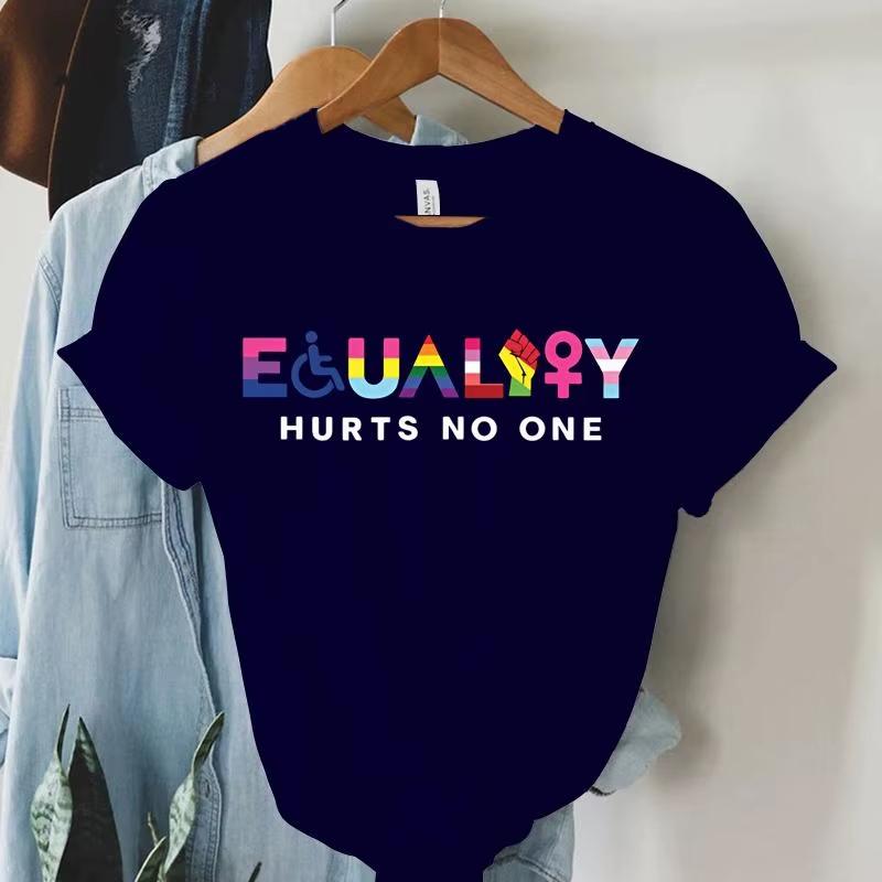 New Feminist Equality Hurts No One Lgbtq Print T Shirts Unisex Casual Round Neck Tees Top Summer Cool Loose Short Sleeve