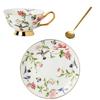 European Style Bone China Coffee Cup Set with Retro Saucer