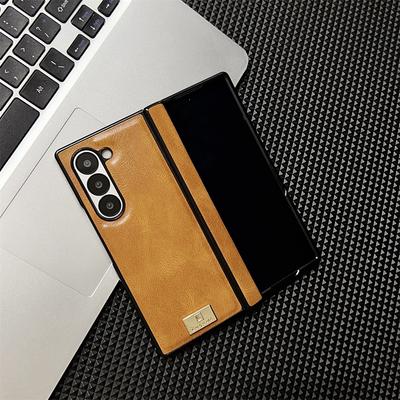 Retro Leather Hard Shell Shockproof Phone Case for Samsung Galaxy Z Fold 6 5 4 3 Fold6 Fold5 Fold4 Fold3 Hinge Protective Cover