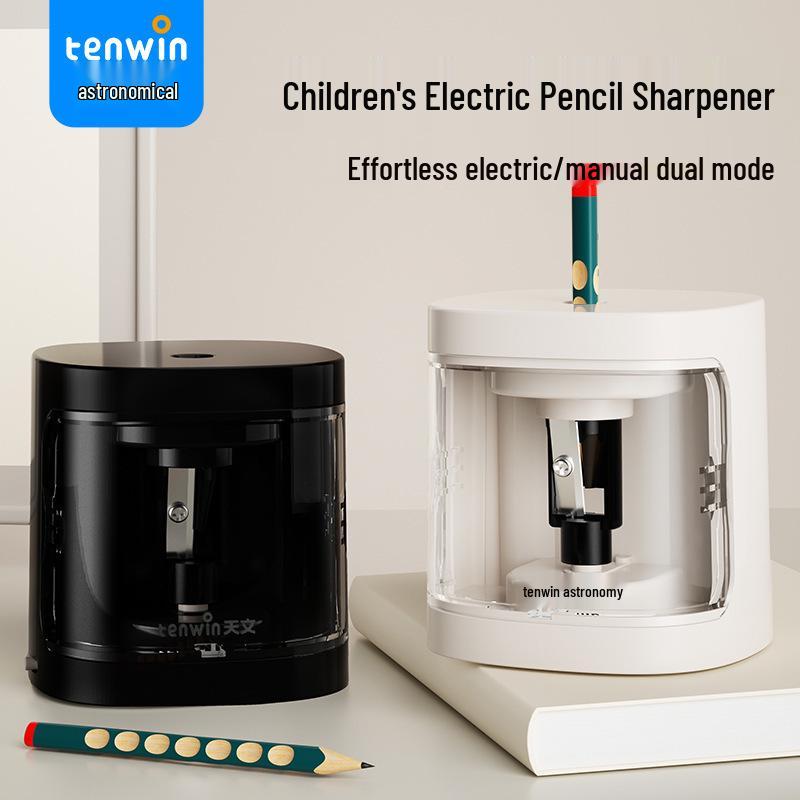 Tianwen Portable Automatic Pencil Sharpener, Black & White, Model S8320