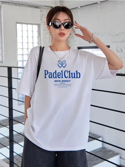Oversized Y2K print T-shirt (Padel Club) 2XL