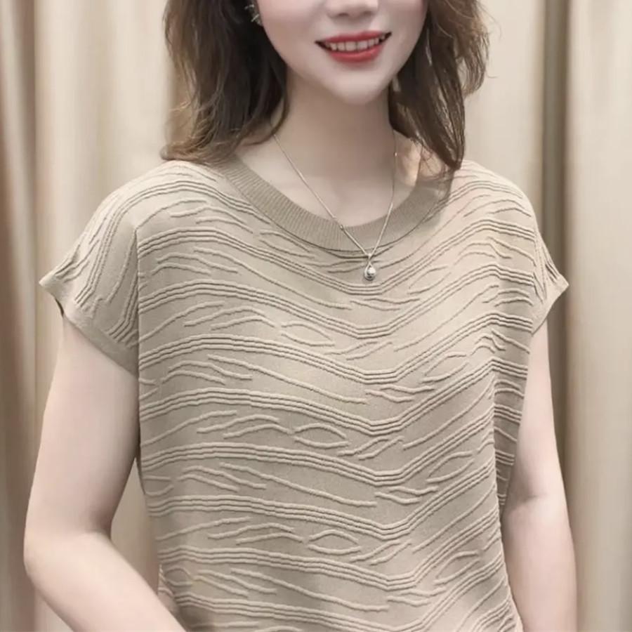 Moda Bol Yaşlı Doku Hissi Mizaç Yarasa Kollu Örgü Gömlek Moda Çok Yönlü Örgü Üstler Günlük Temel Slim Fit Kazaklar Tişörtler