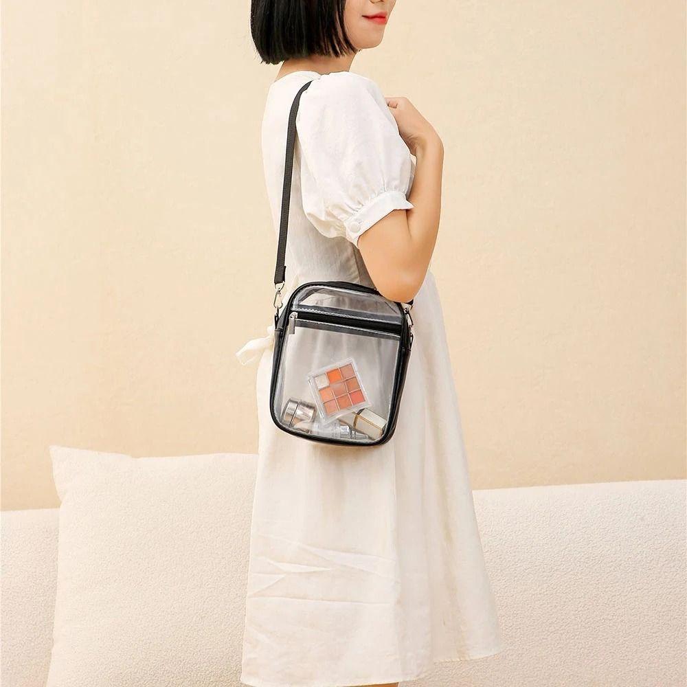 Storage Bag PVC Transparent Bag Square Waterproof Crossbody Bag Portable Women Handbag  Women