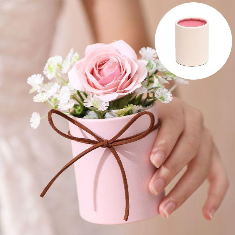 Round Flower Paper Boxes Lid Bucket Gift Packaging Box Gift Candy Bar Party Wedding Gift Storage Boxes