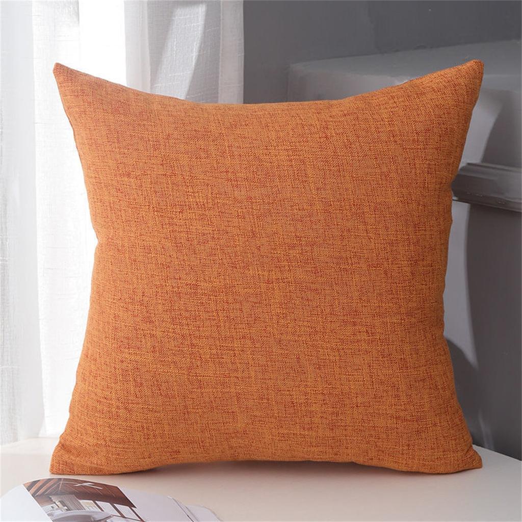 Linen Solid Throw Pillowcase Orange Pillow Covers 18X18 Inch Set Of 2 Modern