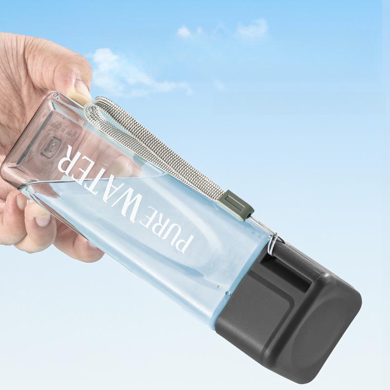 Simple Square Water Bottle Personalized 500ml Portable Creative Portable Cup Leak Proof Heat-Resistant Plastic Sport Bottle