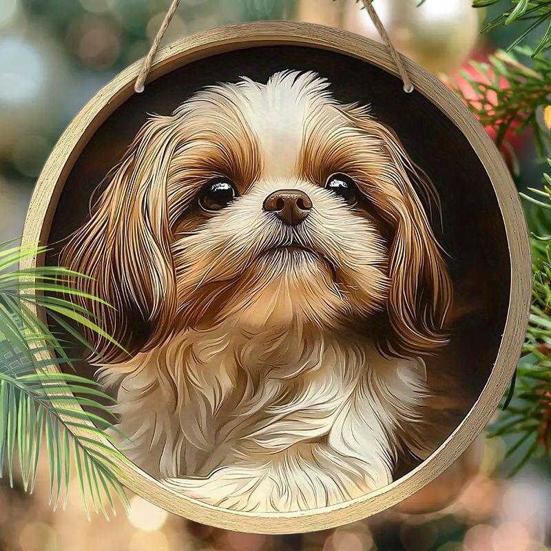 

2D плоские подвесные декоративные таблички, украшение для интерьерной стены или двери, украшение для сада, рисунок - милая собачка, подарок на новоселье для друзей 2D,Style1,1pc