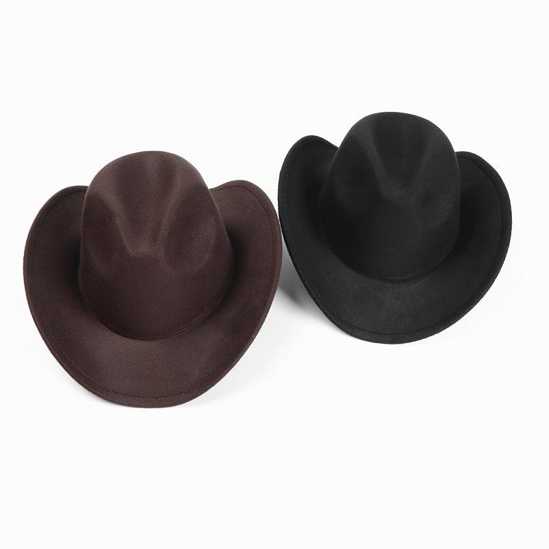 Western Denim Crimped Hat Retro Woolen Jazz Hat Felt Top Hat For Men And Women
