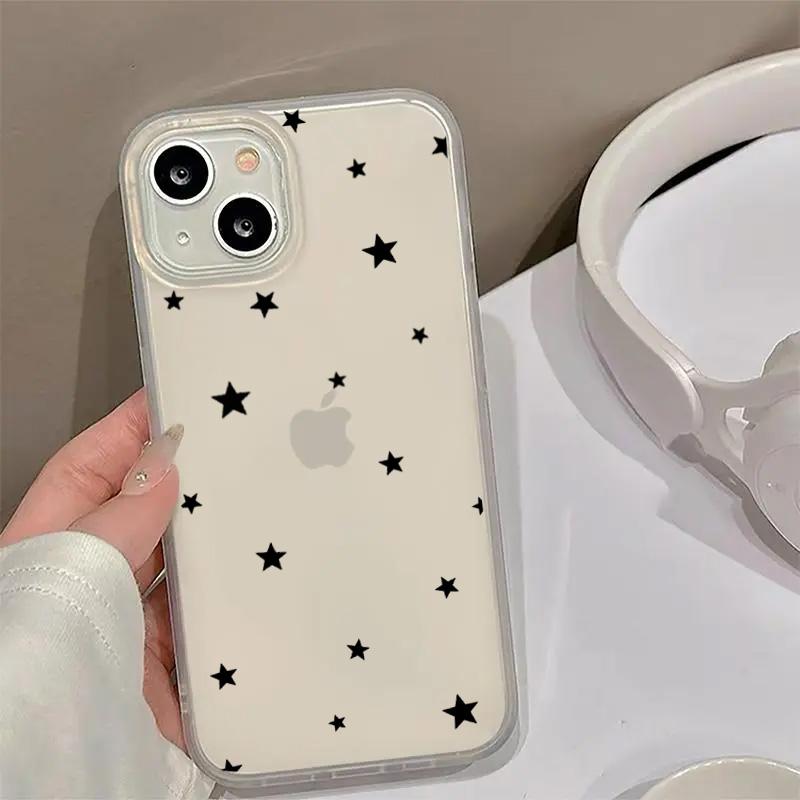Simple White Star Creative Phone Case For IPhone 16 16E 15 14 13 12 11 Pro XS Max 7 8 Plus XR Luck Cover Case Funda Bumber