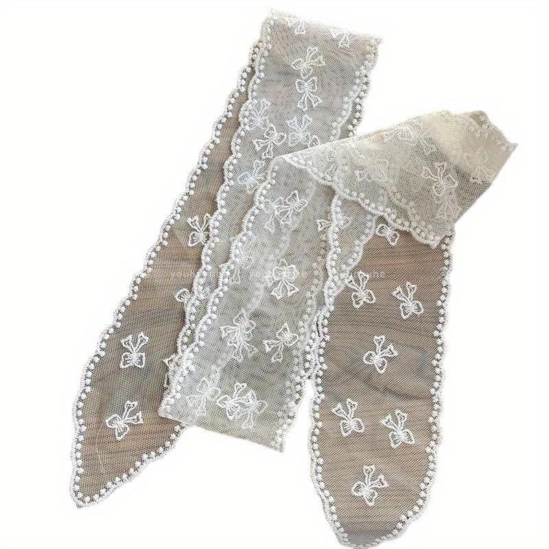 Vintage Lace Hair Scarf Summer Sweet Bow Headband Elegant Ribbon Decor Hair Band Long Narrow Neckscarf Fashion Decorative Scarf
